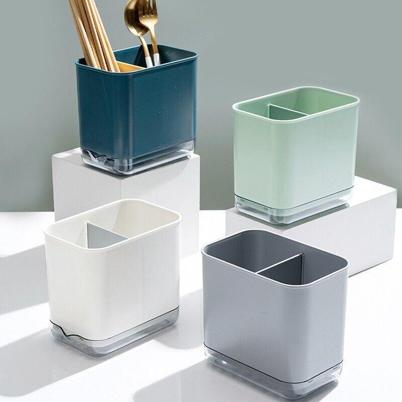 Cutlery Drainer Basket Multifunctional Storage Holder Box Spoon Drain Rack - White 4