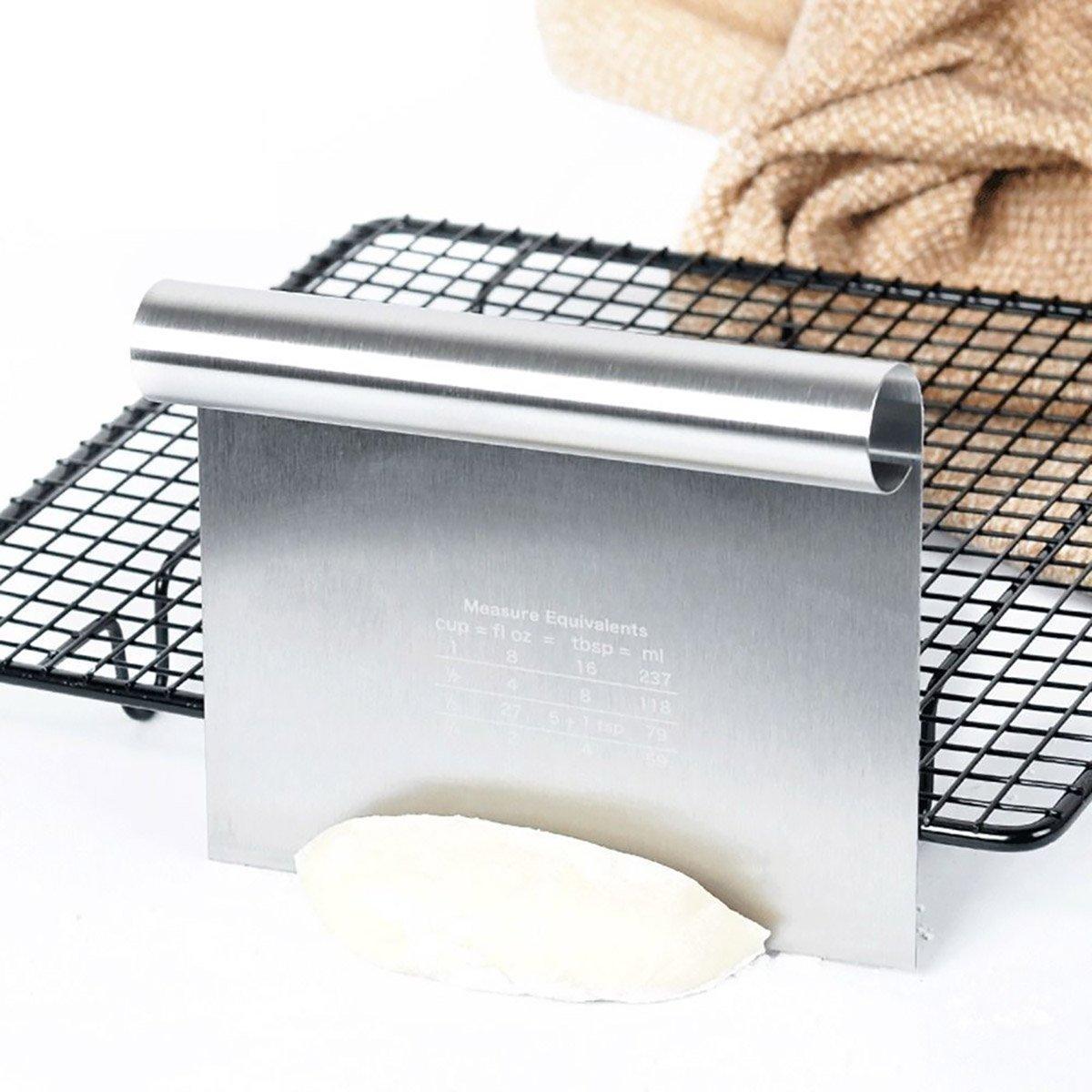 Stainless Steel Dough Cutter Knife Measurement Scraper Pastry Baking Tool - 20cm 5