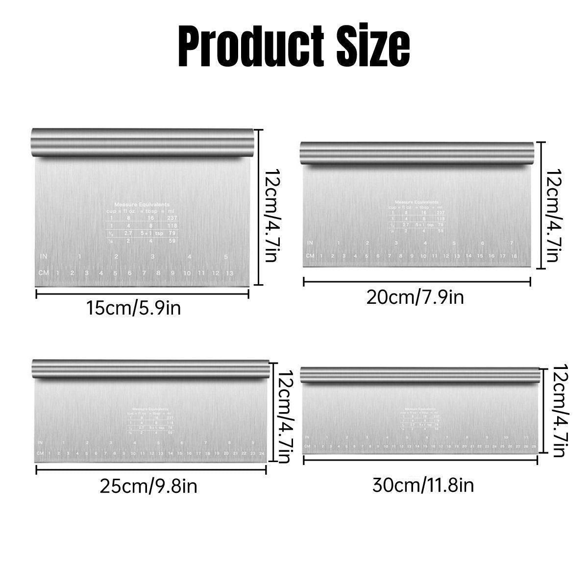 Stainless Steel Dough Cutter Knife Measurement Scraper Pastry Baking Tool - 25cm 3