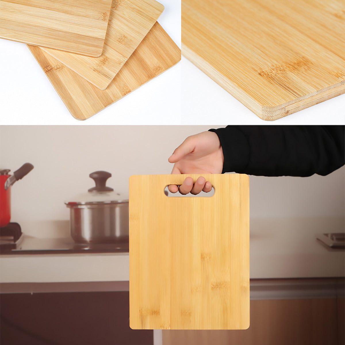 Household Cutting Board Set 3PCS Square Wooden Kitchen Chopping Boards For Food 4