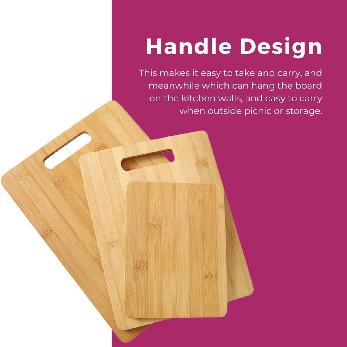Household Cutting Board Set 3PCS Square Wooden Kitchen Chopping Boards For Food 5