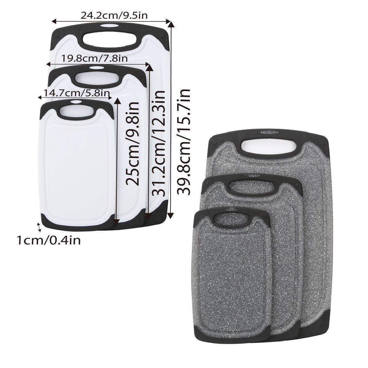 3pcs Wheat Straw Plastic Cutting Board Set Chopping Board Kitchen - Black 3