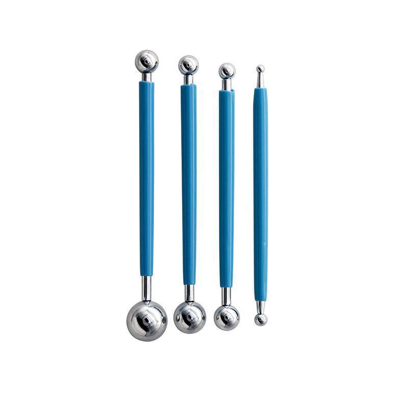 4X Fondant Cake Flower Decorating Clay Sugarcraft Ball Engraved Embossing Stick - Blue 6
