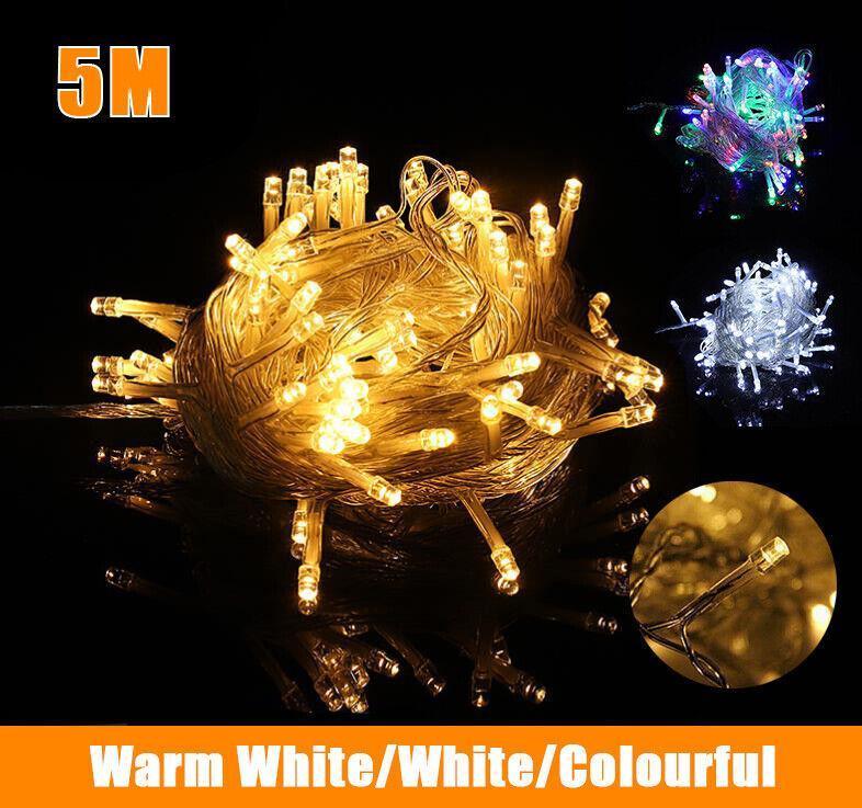 5M 50 Led Curtain Fairy String Lights Wedding Outdoor Christmas Garden Party - Warm White