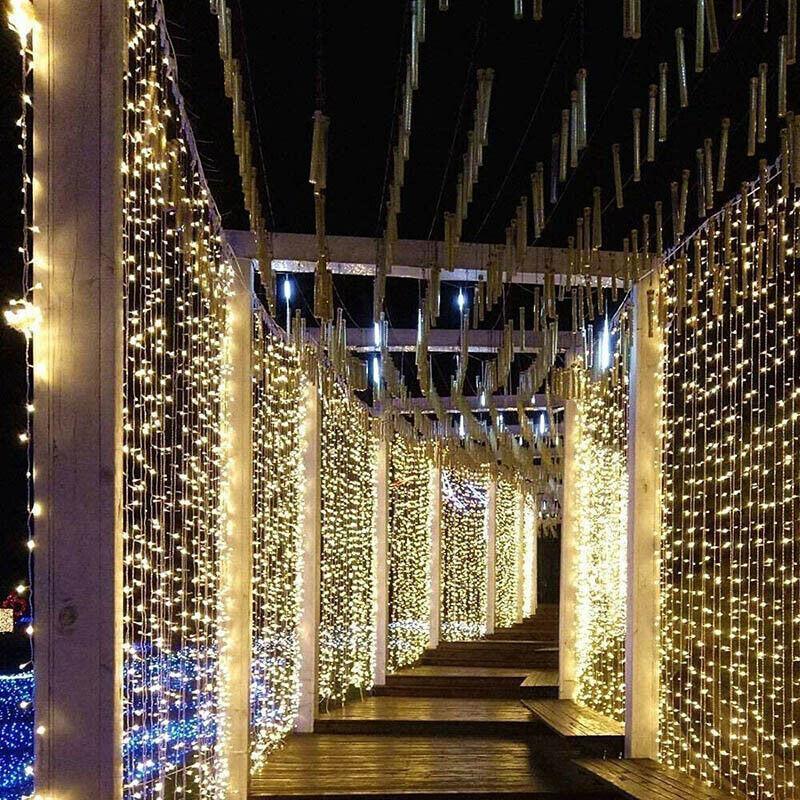 5M 50 Led Curtain Fairy String Lights Wedding Outdoor Christmas Garden Party - Warm White 4