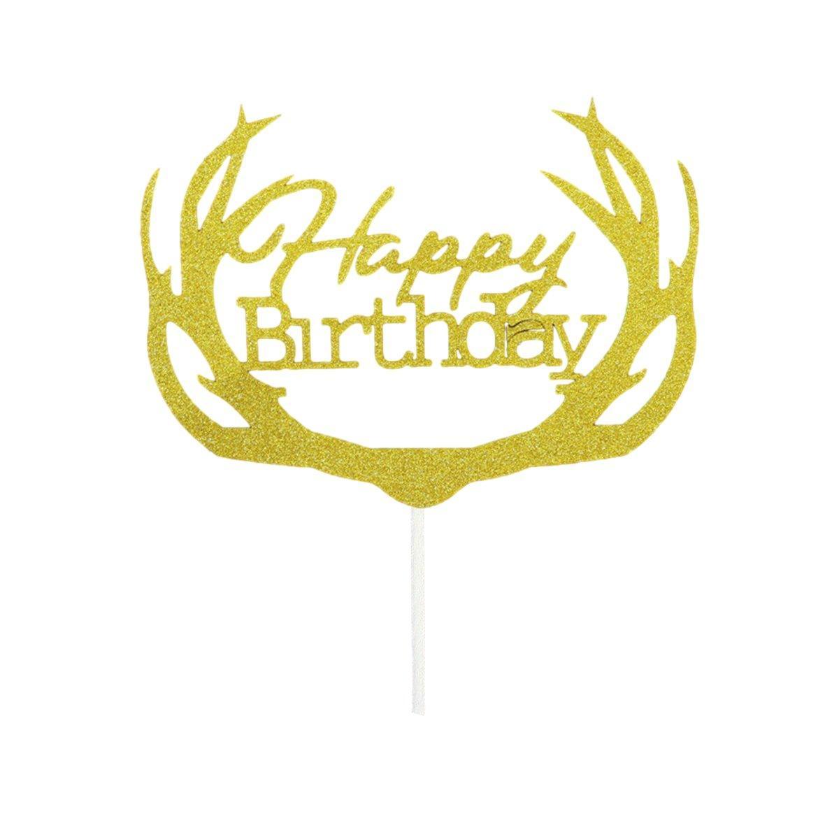 Happy Birthday Cake Topper Colour Printed Acrylic Party Decorations - Black-Deer 8