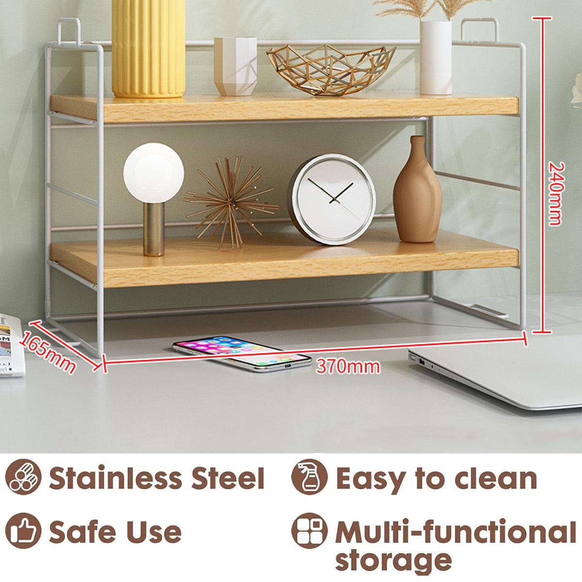 Double Layer Storage Shelf Desktop Organizer Cosmetics Stationery Rack for Desk 3