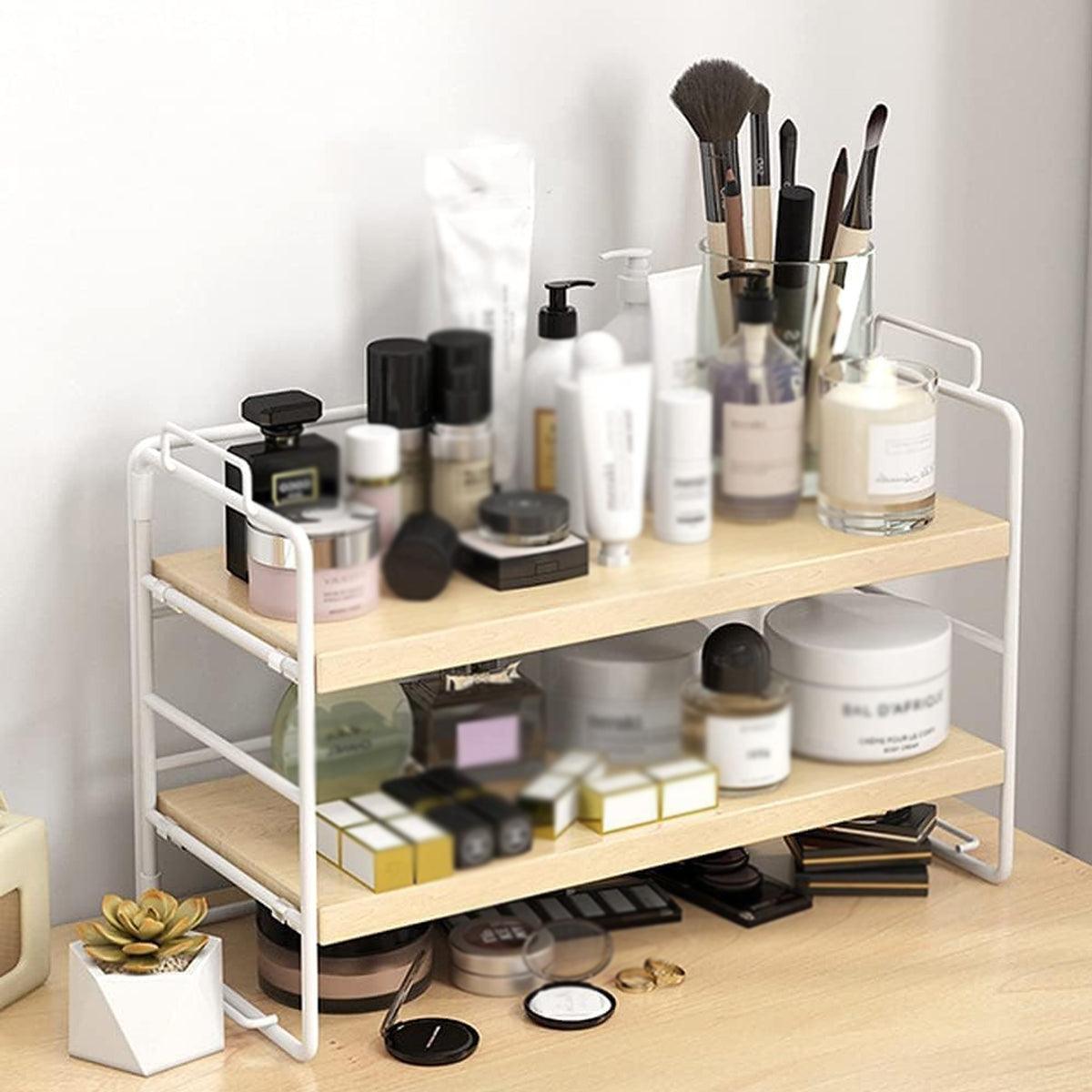 Double Layer Storage Shelf Desktop Organizer Cosmetics Stationery Rack for Desk 4