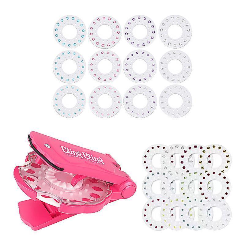 Diamond Hair Sparkle Stapler Machine Tools Kit Gems for Shirt Decor Girls - 1 hair sticking drill +12 sticking drills