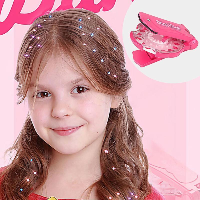Diamond Hair Sparkle Stapler Machine Tools Kit Gems for Shirt Decor Girls - 1 hair sticking drill +12 sticking drills 5