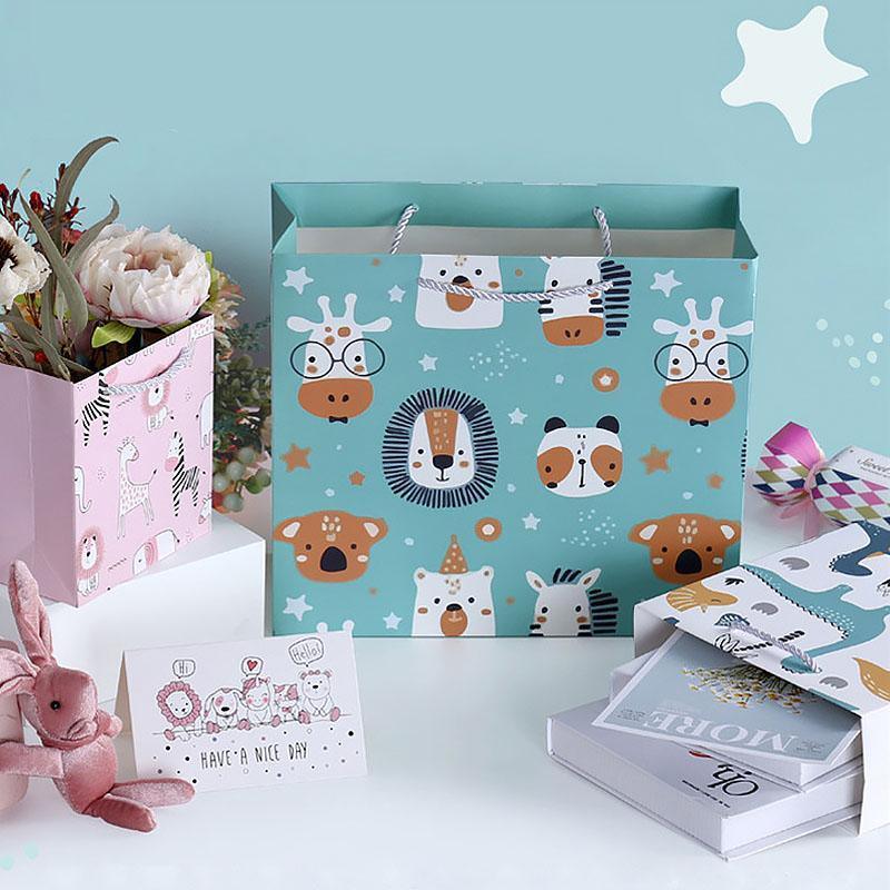 25x Creative Cartoon Animal Gift Bags Cute Birthday Party Favors Tote Paper Bags - Dinosaur-Paradise-25pcs-M 4