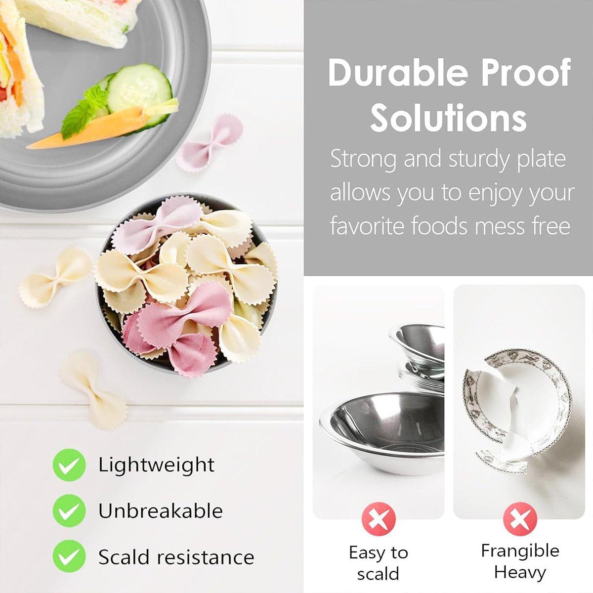 16pcs Wheat Straw Plates Bowls Cups Set Outdoor Tableware Set 4