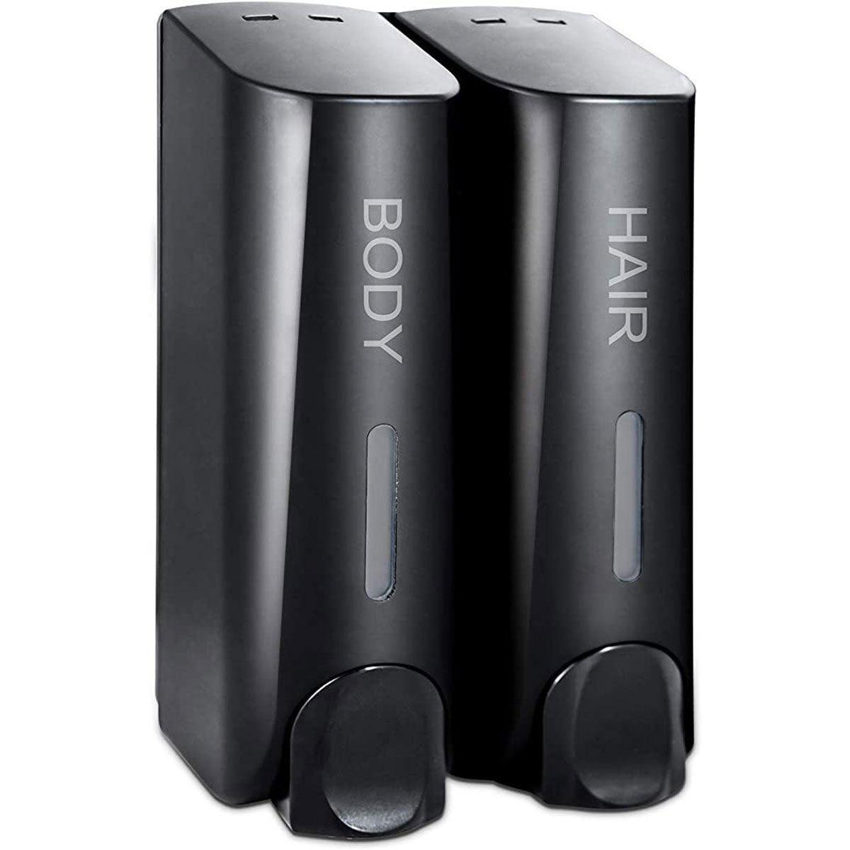 Hotel Wall Mounted Soap Dispenser Bathroom Shampoo Shower Gel Hand Soap Box - Black-Double 10