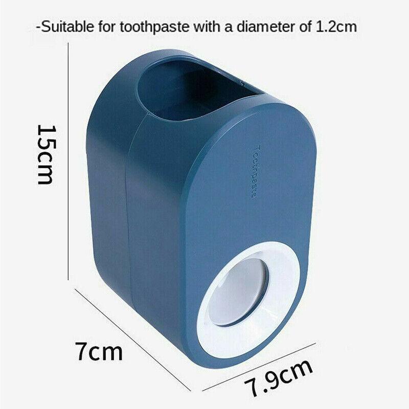 Automatic Toothpaste Dispenser Bathroom Wall-Mounted Rack Toothbrush Holder - Dark Blue 3