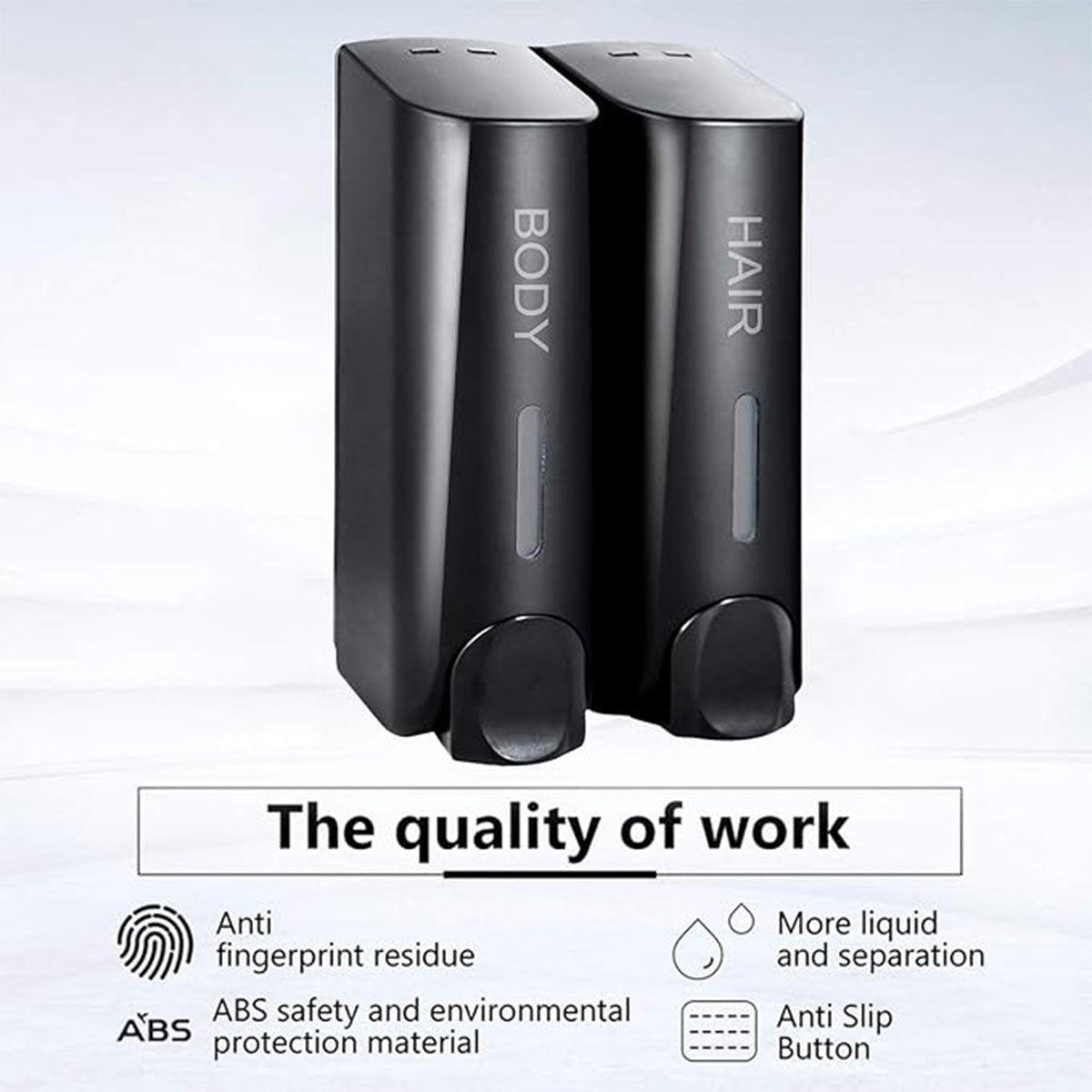 Hotel Wall Mounted Soap Dispenser Bathroom Shampoo Shower Gel Hand Soap Box - White-Double 4