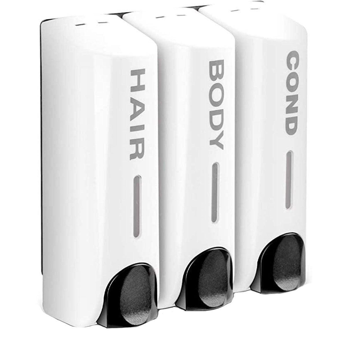 Hotel Wall Mounted Soap Dispenser Bathroom Shampoo Shower Gel Hand Soap Box - White-Double 8