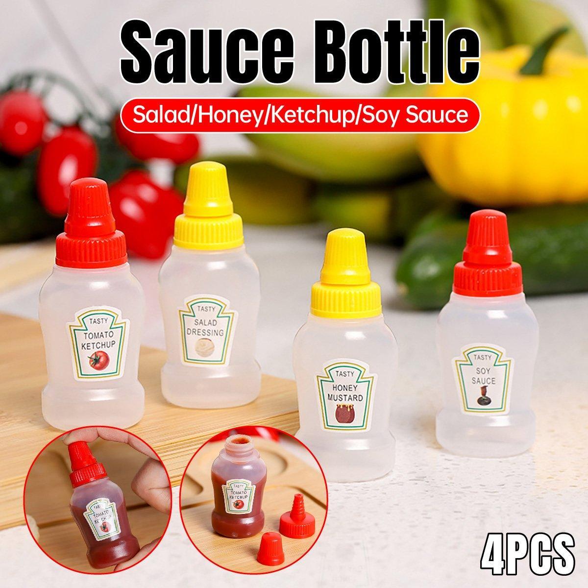 4pcs Mini Portable Sauce Box Condiment Dispensers for Picnic and Outdoor Use - Honey Mustard