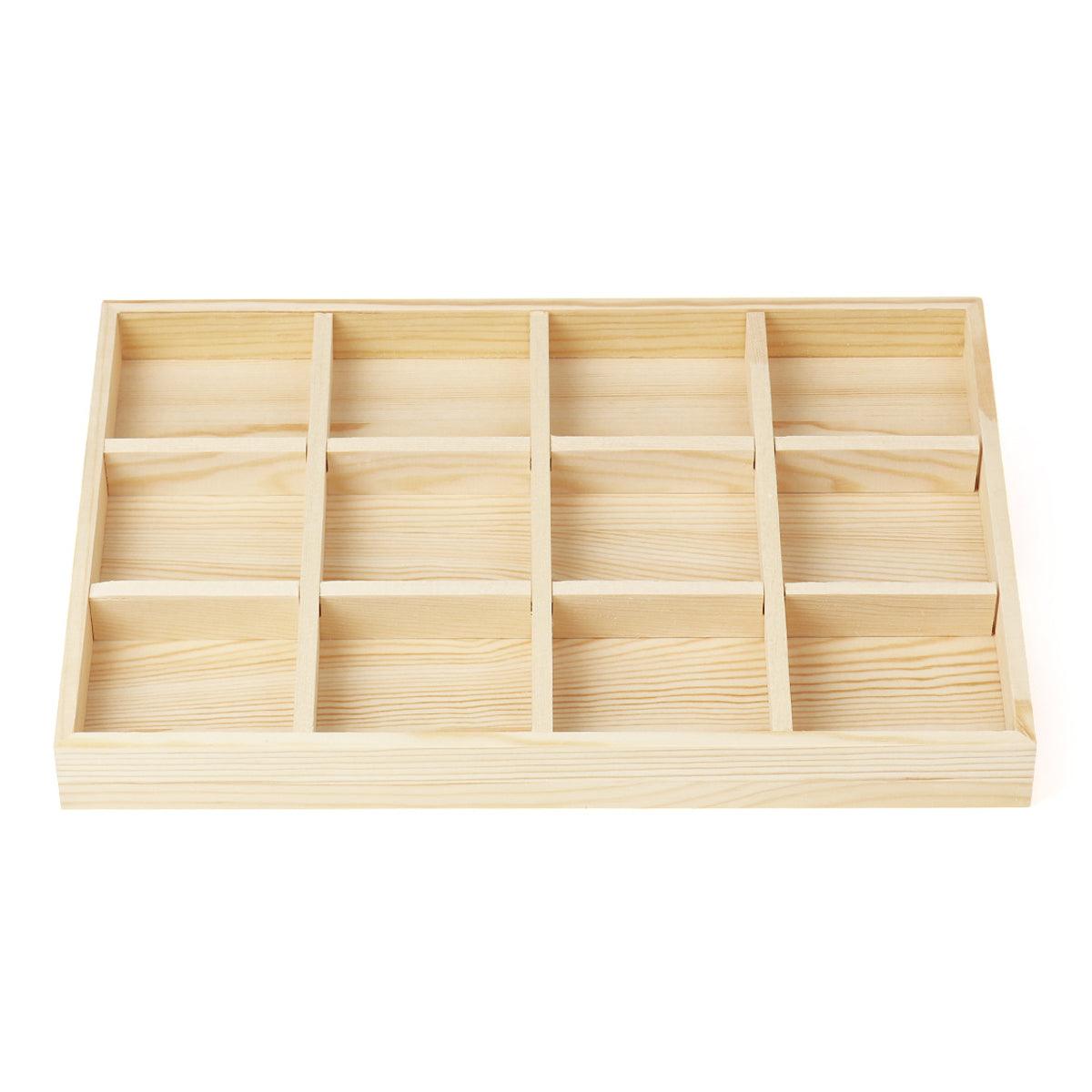 Wooden Jewellery Storage Box Display Tray Organizer for Rings Earrings Necklaces - Twelve Grids 7