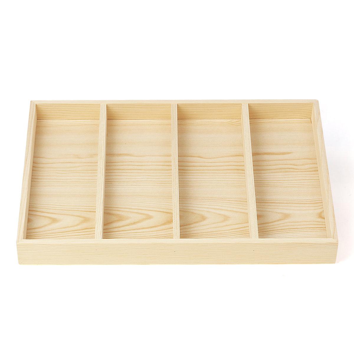 Wooden Jewellery Storage Box Display Tray Organizer for Rings Earrings Necklaces - Four Grids 6