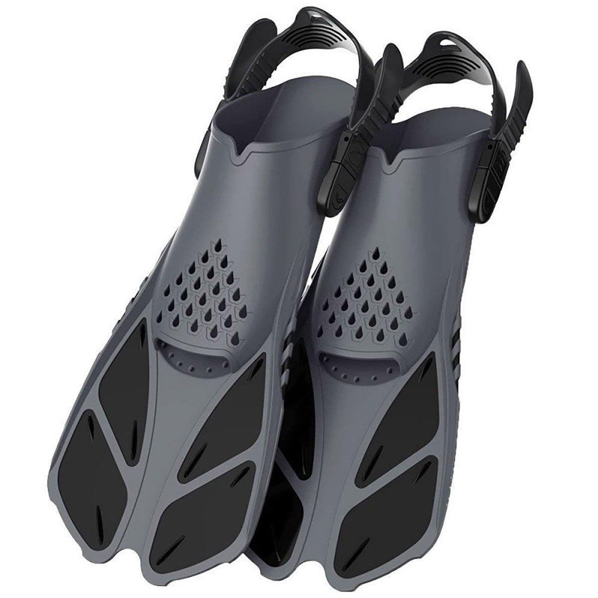 Adjustable Diving Flippers Swim Fins for Snorkeling Freestyle Training Gear - Black-S/M 6