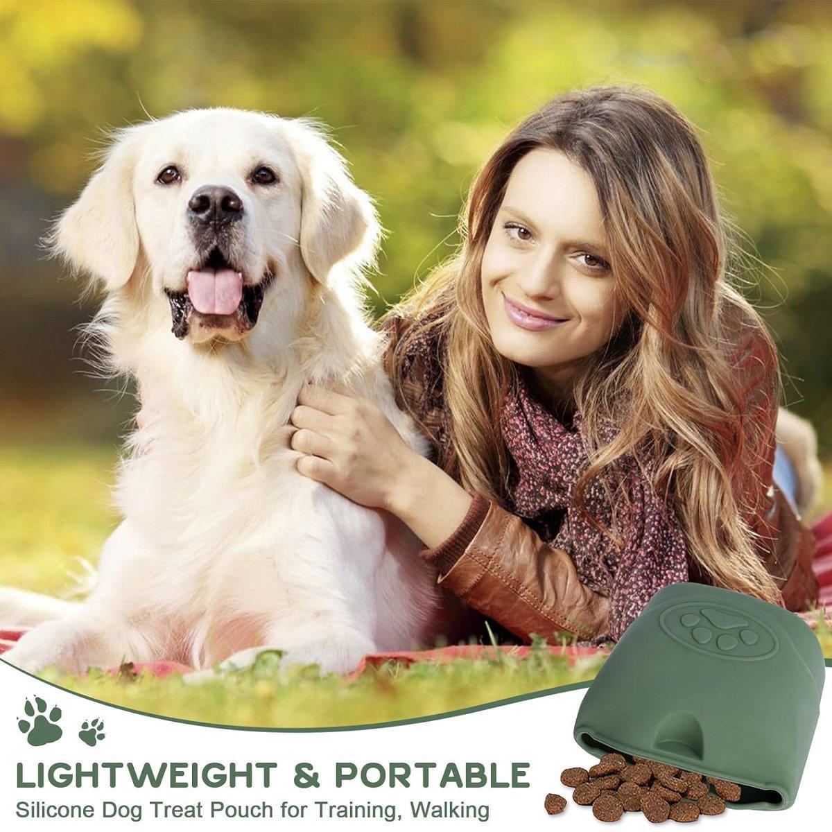 Portable Dog Food Bag Outdoor Walking Travel Feeding Pouch Pet Supplies - Dark Green 5