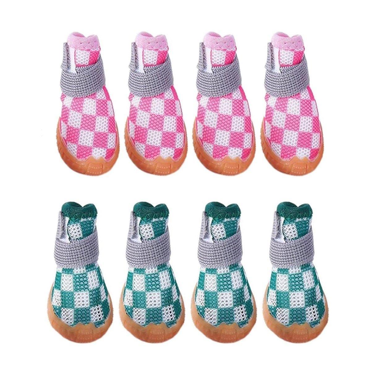 4pcs Breathable Mesh Dog Shoes Small Pets Puppy Paw Protection Summer Boots - Green-3