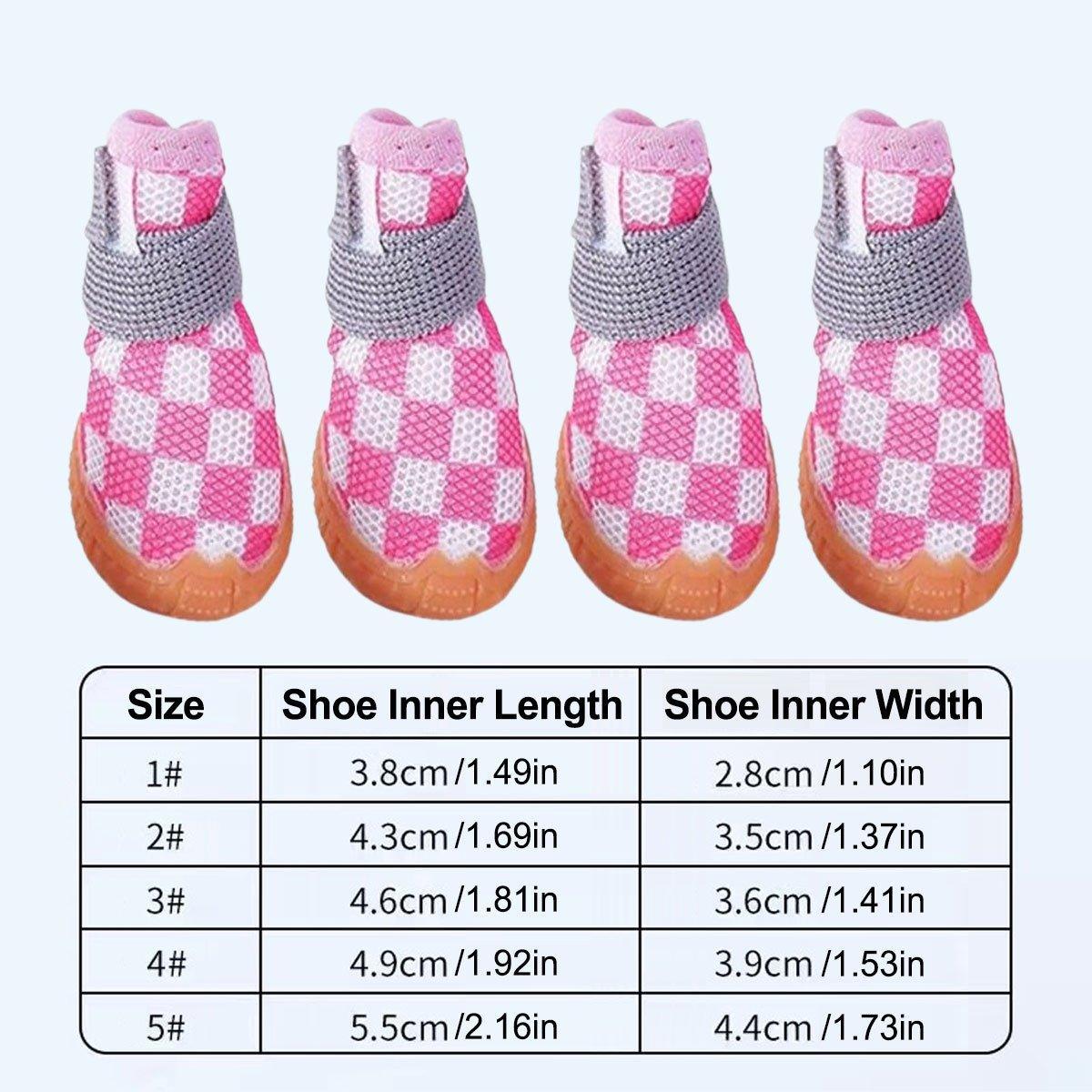 4pcs Breathable Mesh Dog Shoes Small Pets Puppy Paw Protection Summer Boots - Pink-2 3