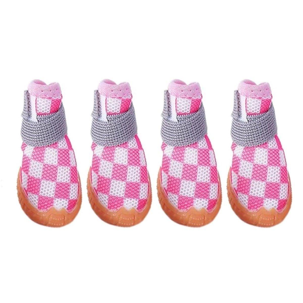 4pcs Breathable Mesh Dog Shoes Small Pets Puppy Paw Protection Summer Boots - Pink-5 9