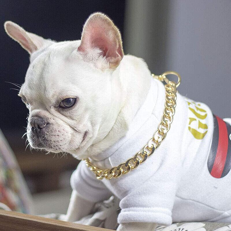 Dog Chain Collar Heavy Duty Choker Double Pet Slip Check Twist Link Chrome Chain Gold - 45CM 5