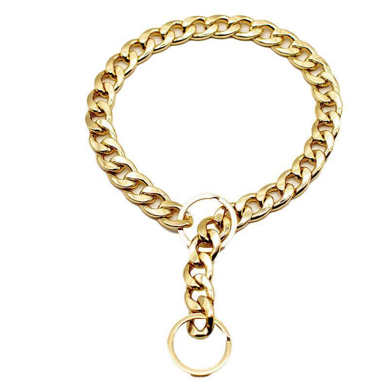Dog Chain Collar Heavy Duty Choker Double Pet Slip Check Twist Link Chrome Chain Gold - 55CM 6