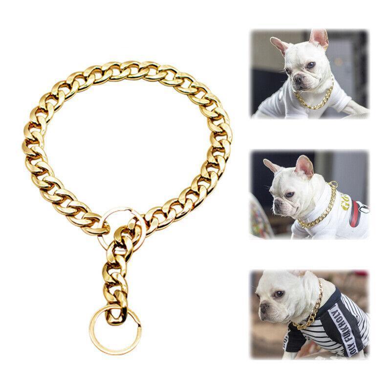 Dog Chain Collar Heavy Duty Choker Double Pet Slip Check Twist Link Chrome Chain Silver - 35CM 3