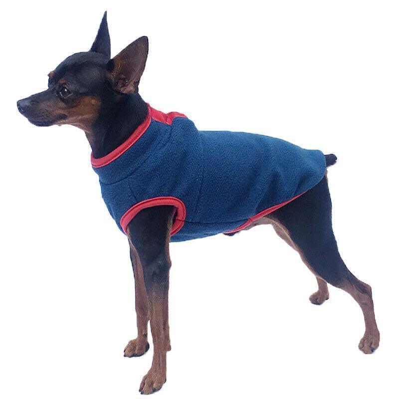 L Pet Dog Puppy Winter Warm Fleece Jumper Vest Coat Jacket Apparel Clothes Outdoor - Blue 5
