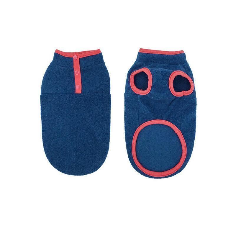 L Pet Dog Puppy Winter Warm Fleece Jumper Vest Coat Jacket Apparel Clothes Outdoor - Blue 8