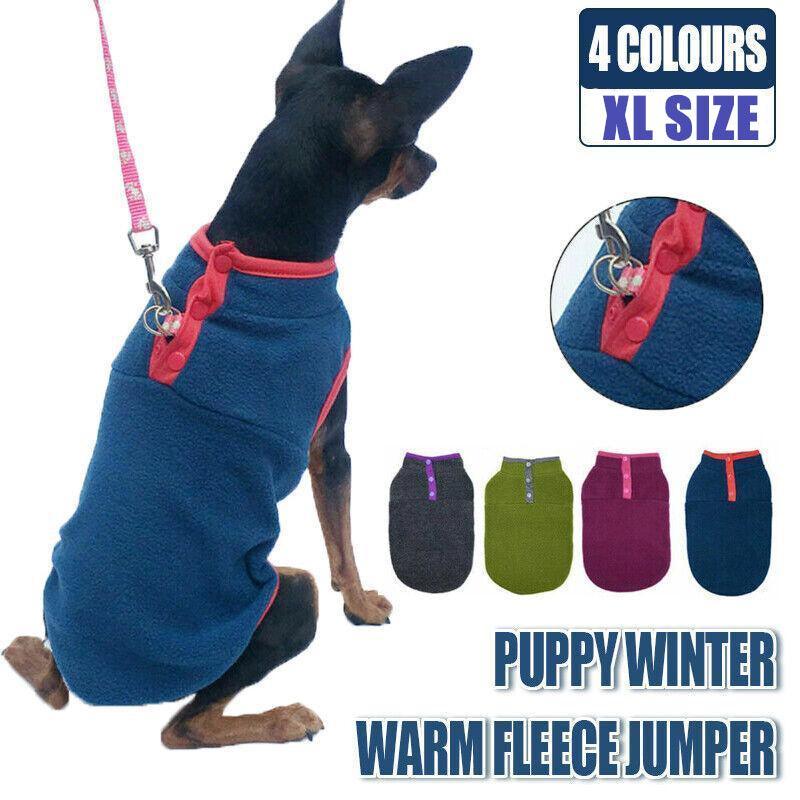 XL Pet Dog Puppy Winter Warm Fleece Jumper Vest Coat Jacket Apparel Clothes - Grey