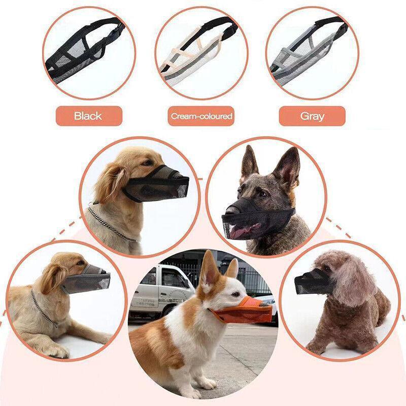 Adjustable XL Size Pet Dog Mask Mouth Muzzle Anti Barking Bite Stop Chewing Mask - Grey 5