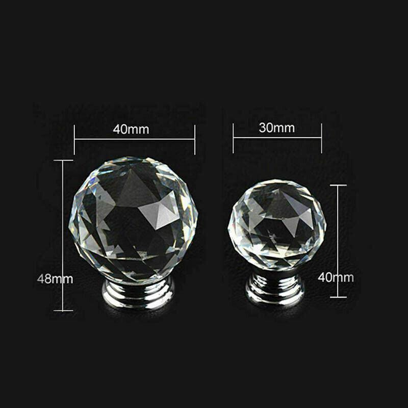 Door Knobs Handle Pull Clear Crystal Glass Knob Drawer Cabinet +Screw 30Mm 40Mm - 40MM-10PCS 4