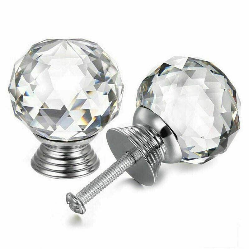 Door Knobs Handle Pull Clear Crystal Glass Knob Drawer Cabinet +Screw 30Mm 40Mm - 40MM-10PCS 5