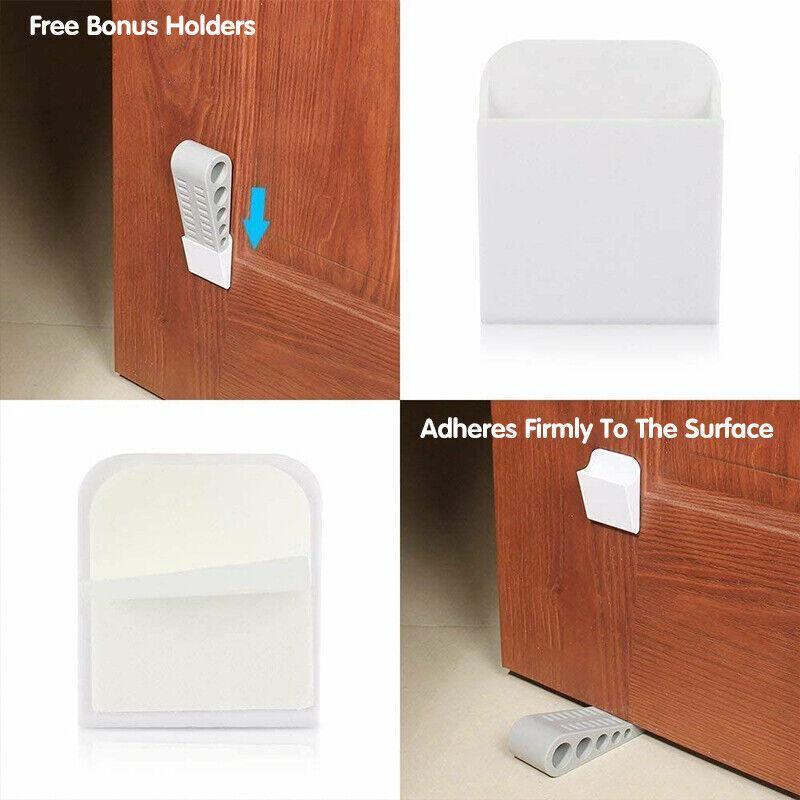 3Pcs Rubber Grip Wedge Door Stoppers Floor Carpet Heavy Duty Door Stop Security 4