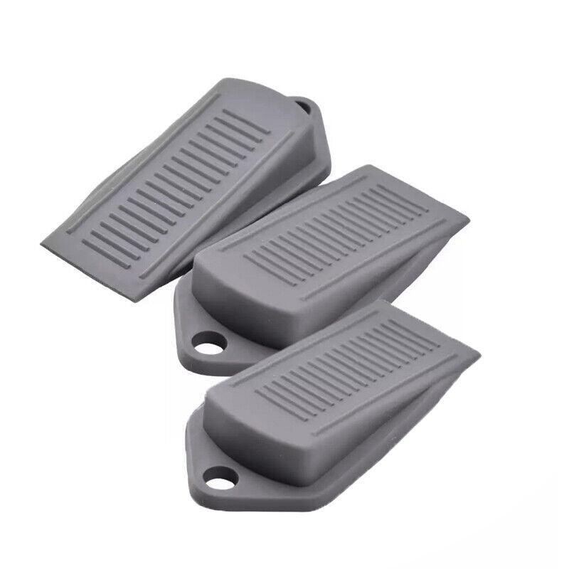 3Pcs Thick Rubber Wedge Door Stoppers Floor Carpet Heavy Duty Door Stop Security - White 7