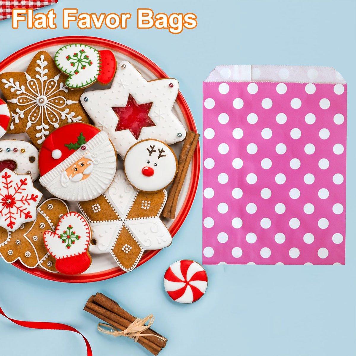 100pcs Colourful Polka Dot Paper Bags for Food Desserts Party Treats Packaging - Red 4