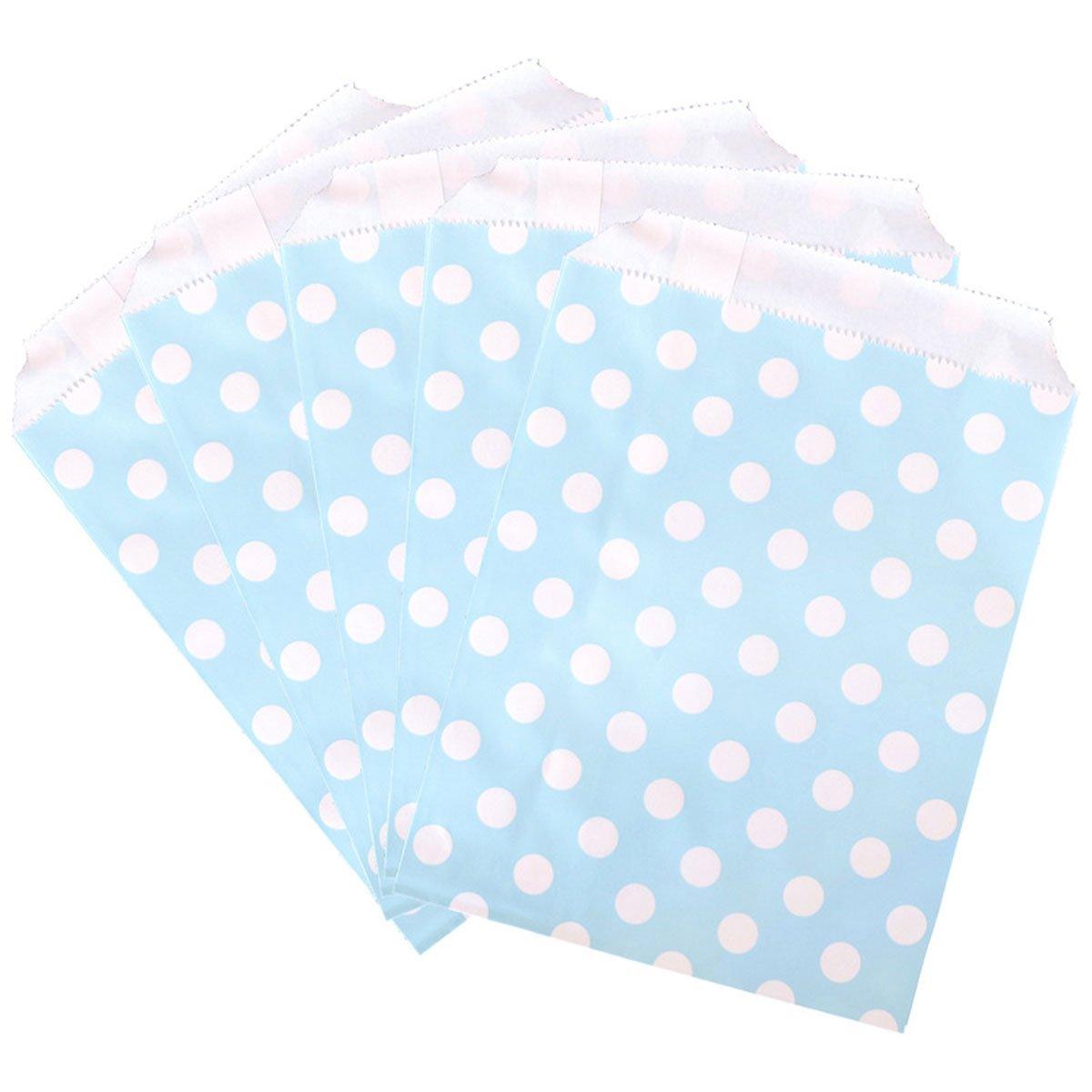 100pcs Colourful Polka Dot Paper Bags for Food Desserts Party Treats Packaging - Rose red 9