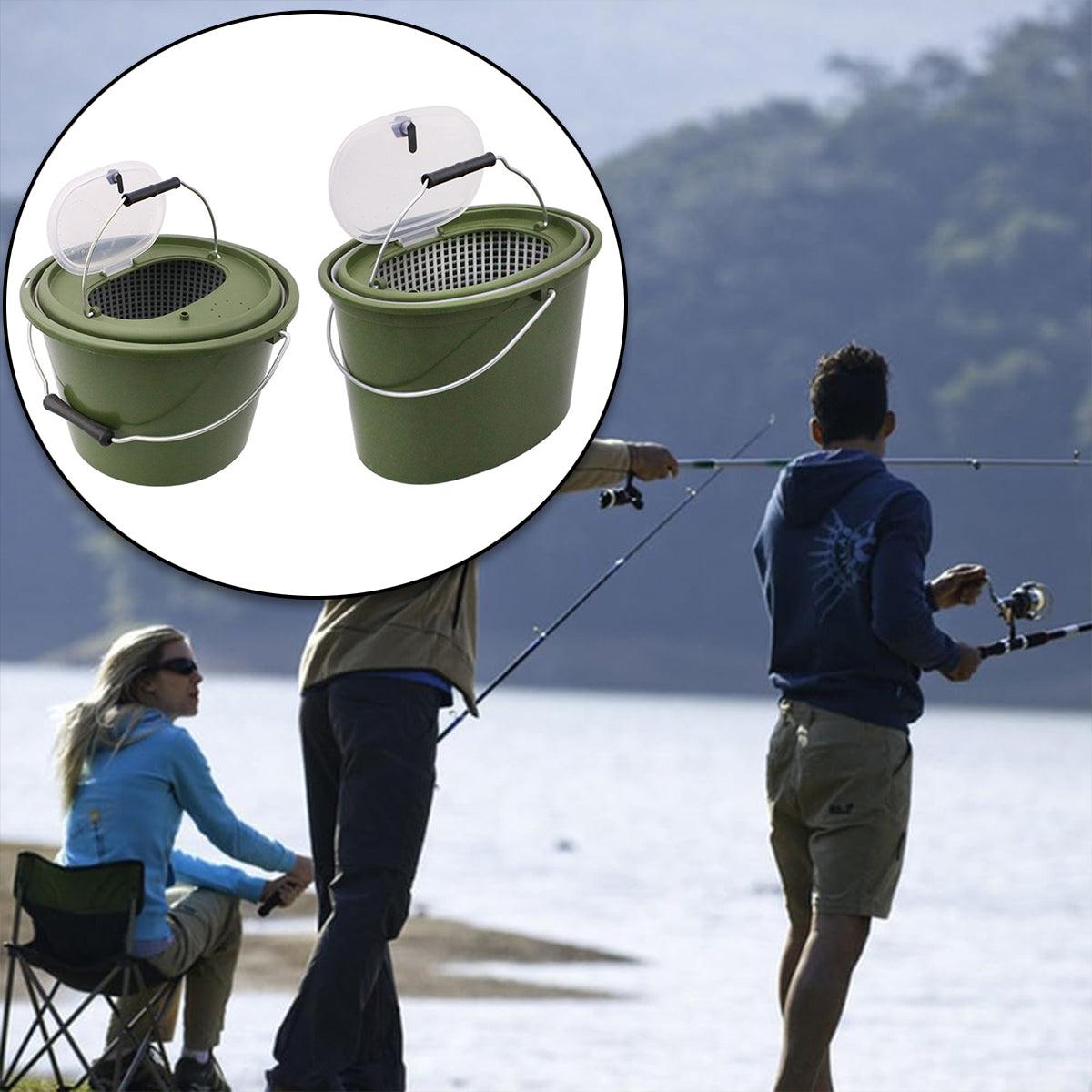 Portable Double Live Fish Bucket Breathable Fish Storage Container for Fishing - S 5