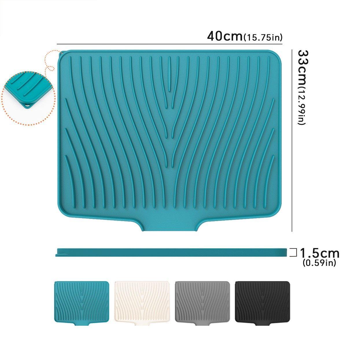 Silicone Dish Drying Mat Heat Resistant Draining Slope Pad for Kitchen Counter - Green 3