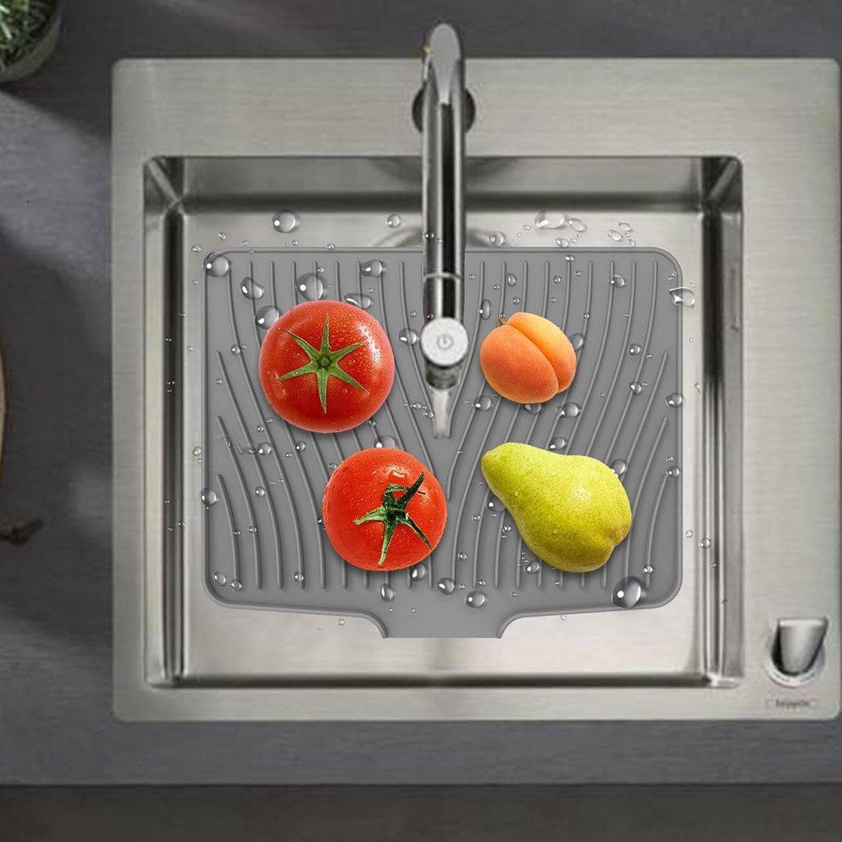 Silicone Dish Drying Mat Heat Resistant Draining Slope Pad for Kitchen Counter - Green 4