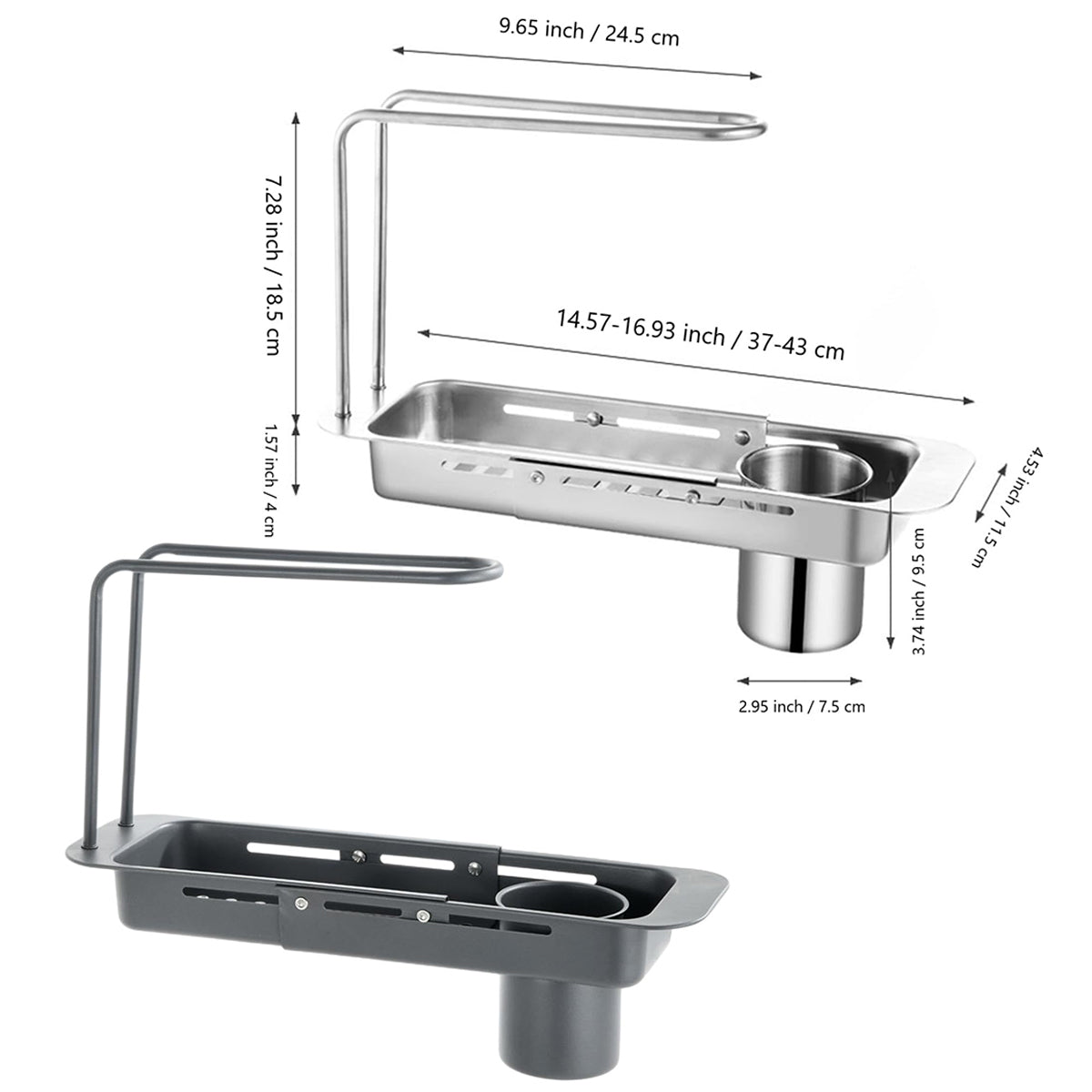 Retractable Kitchen Sink Draining Rack Water Filter Basket Storage Shelf Home - Grey 3