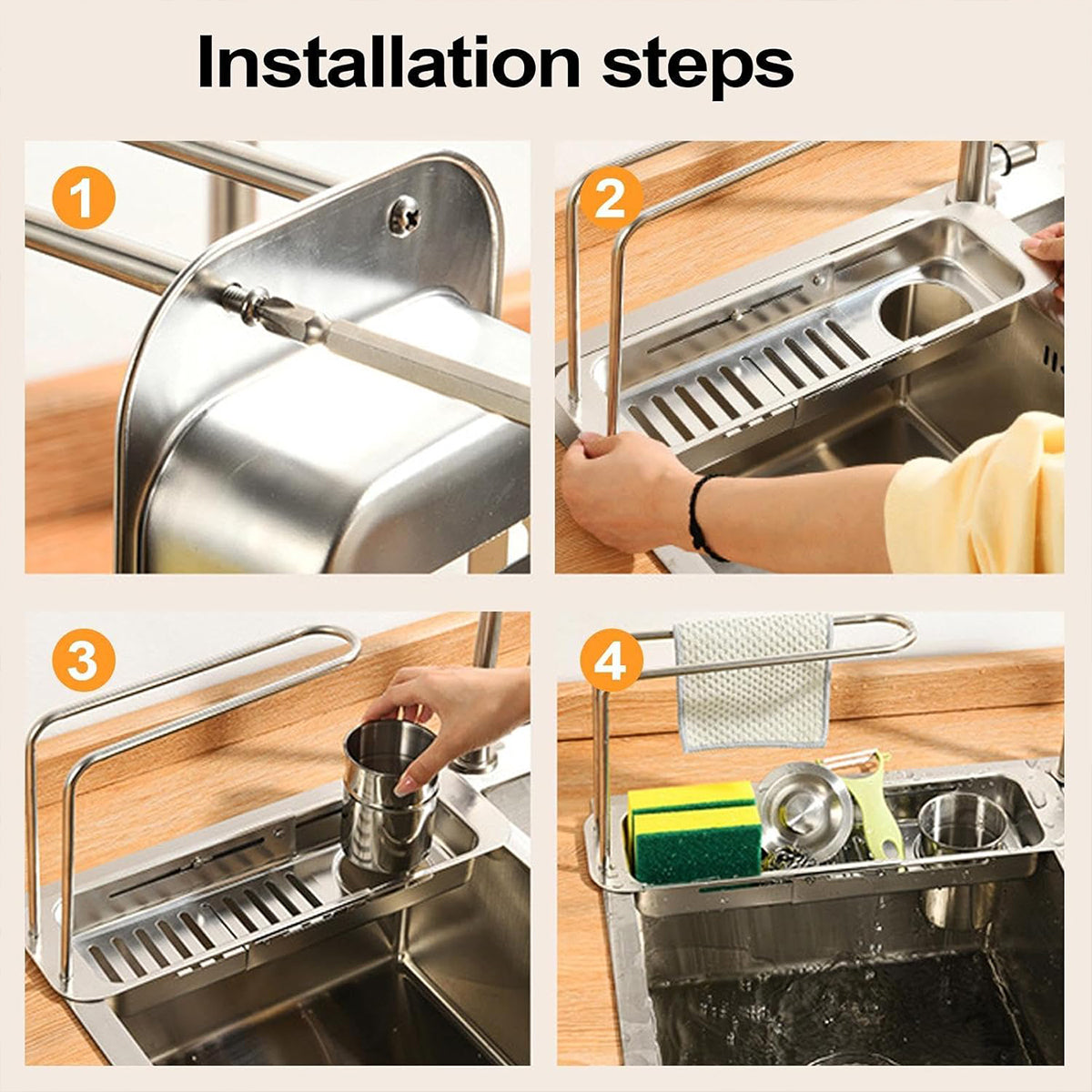 Retractable Kitchen Sink Draining Rack Water Filter Basket Storage Shelf Home - Grey 5