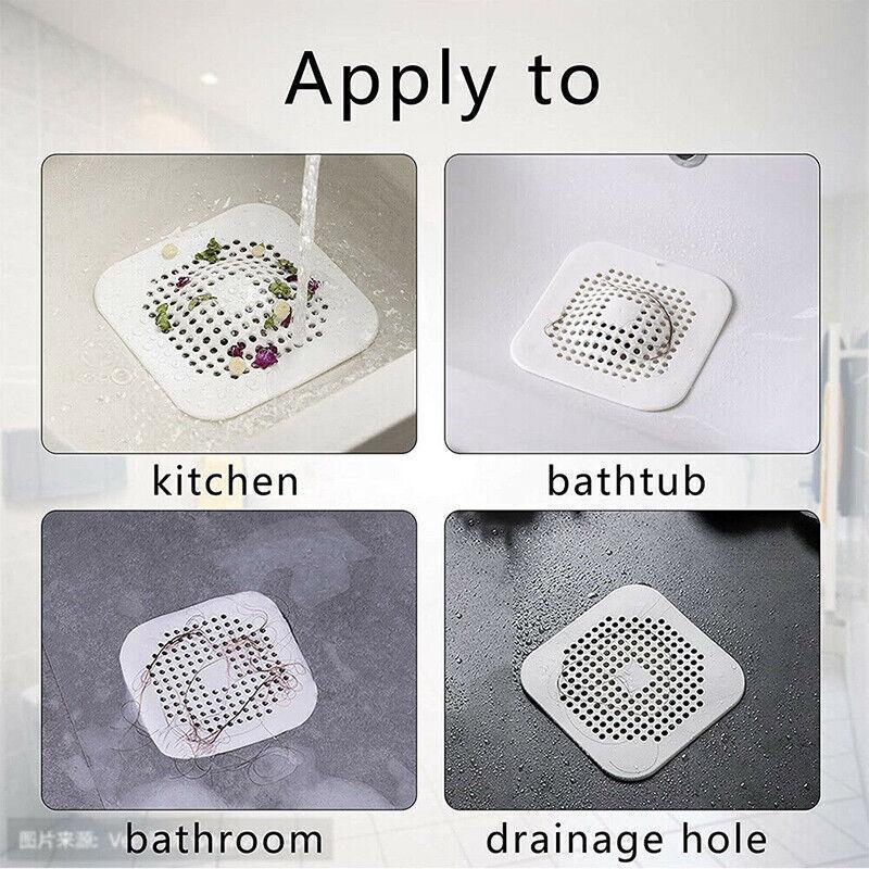 2Pc Square Drain Cover For Shower Drain Hair Catcher Flat Silicone Plug For Bath - 2PCS-White 4