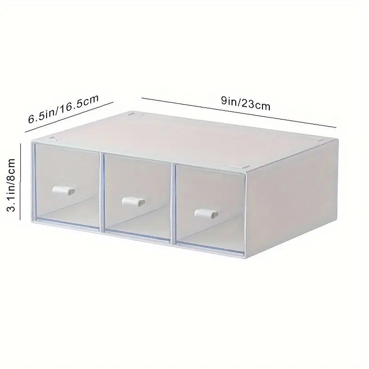 Storage Box 3Drawers DIY Desktop Plastic Transparent Coffee Sugar Jewelry Box 3