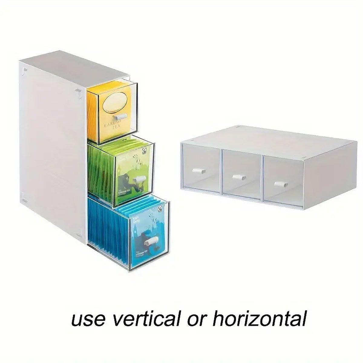 Storage Box 3Drawers DIY Desktop Plastic Transparent Coffee Sugar Jewelry Box 4