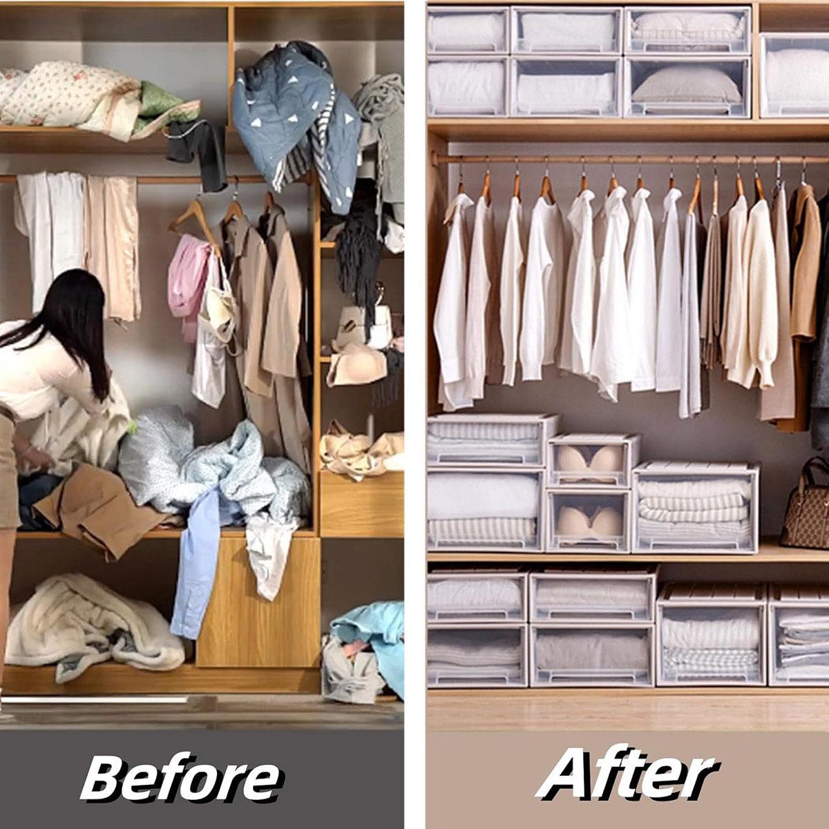 Transparent Stackable Drawer Storage Box for Shoes Clothes Household Organiser 5